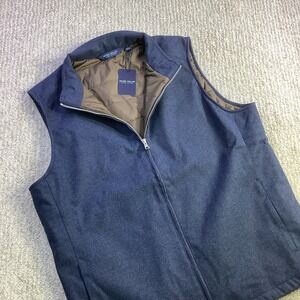 Peter Millar Crown Crafted Cambridge Vest Navy Wool Flannel Mens Size L NWT